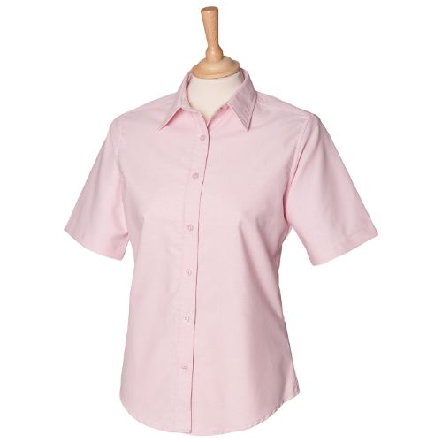 Henbury Women's Short Sleeve Classic Oxford Shirt Pink