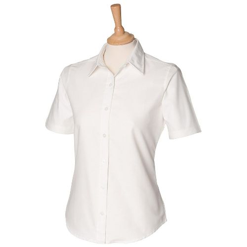 Henbury Women's Short Sleeve Classic Oxford Shirt White