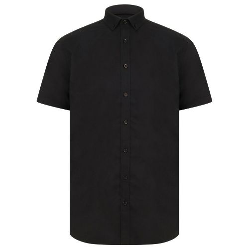 Henbury Modern Short Sleeve Oxford Shirt Black