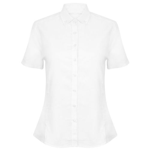 Henbury Women's Modern Short Sleeve Oxford Shirt White