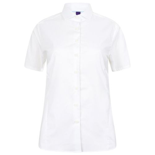 Henbury Women's Short Sleeve Stretch Shirt White