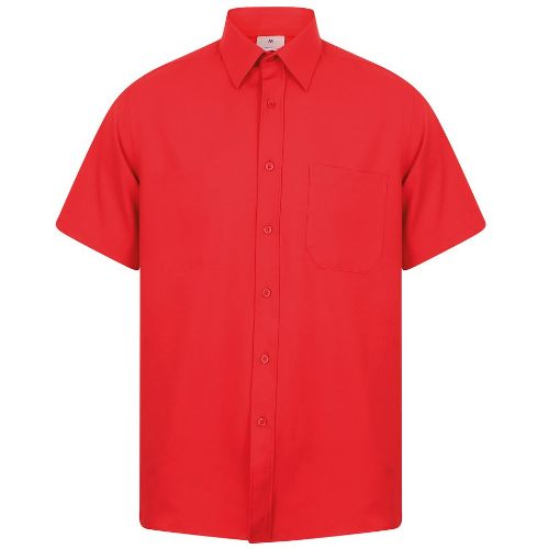 Henbury Wicking Antibacterial Short Sleeve Shirt Classic Red