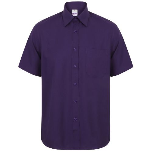 Henbury Wicking Antibacterial Short Sleeve Shirt Purple