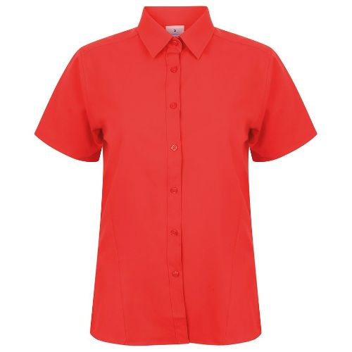 Henbury Women's Wicking Antibacterial Short Sleeve Shirt Classic Red