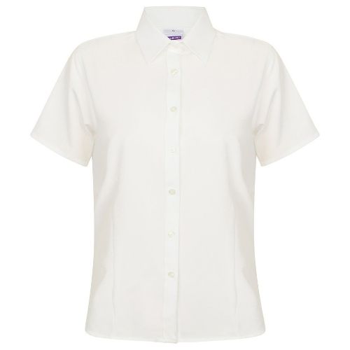 Henbury Women's Wicking Antibacterial Short Sleeve Shirt White
