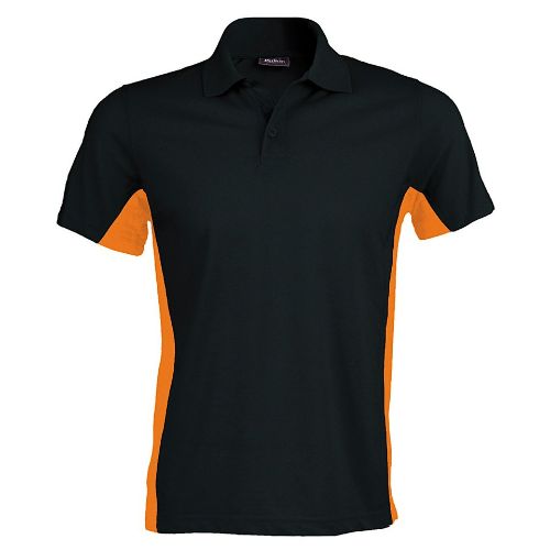 Kariban Flags Short Sleeve Bi-Colour Polo Shirt Black/Orange