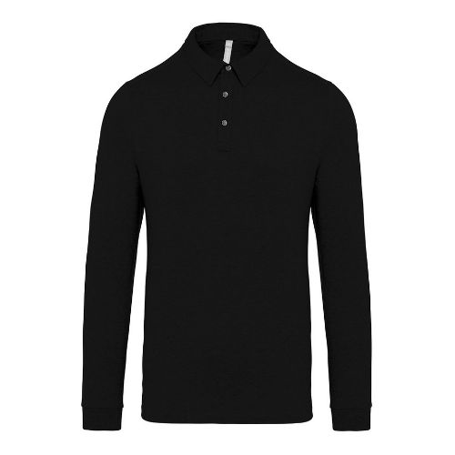 Kariban Jersey Knit Long Sleeve Polo Shirt Black