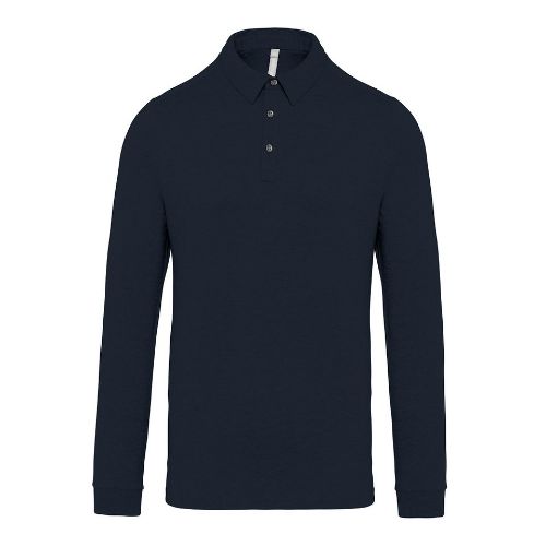 Kariban Jersey Knit Long Sleeve Polo Shirt Navy