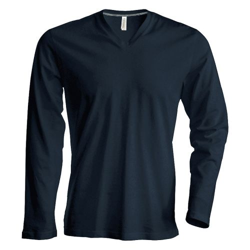 Kariban Men's Long-Sleeved V-Neck T-Shirt Dark Grey