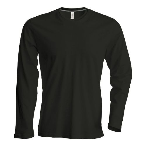 Kariban Men's Long-Sleeved Crew Neck T-Shirt Black