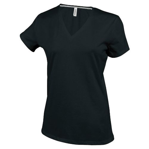 Kariban Ladies' Short-Sleeved V-Neck T-Shirt Black