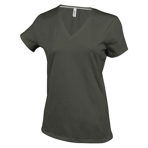 Kariban Ladies' Short-Sleeved V-Neck T-Shirt Khaki