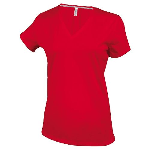 Kariban Ladies' Short-Sleeved V-Neck T-Shirt Red