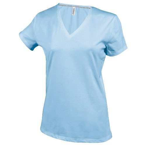 Kariban Ladies' Short-Sleeved V-Neck T-Shirt Sky Blue