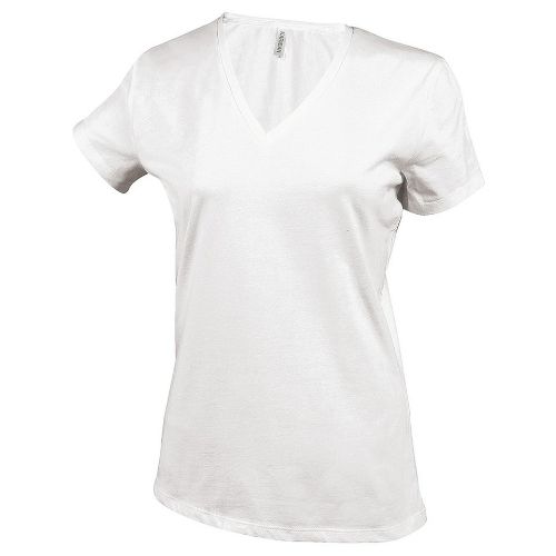 Kariban Ladies' Short-Sleeved V-Neck T-Shirt White