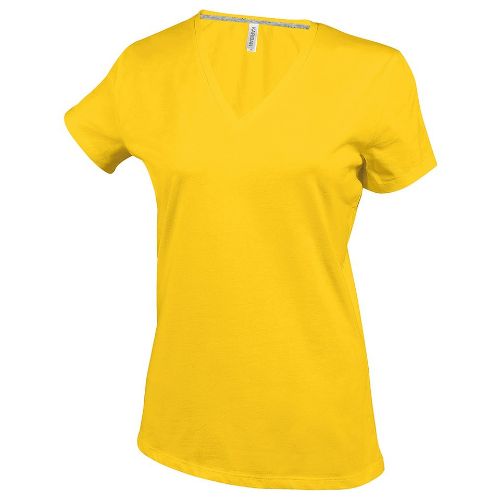 Kariban Ladies' Short-Sleeved V-Neck T-Shirt Yellow