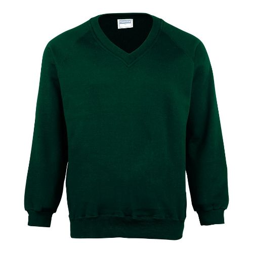 Maddins Kids Coloursure V-Neck Sweatshirt Bottle Green