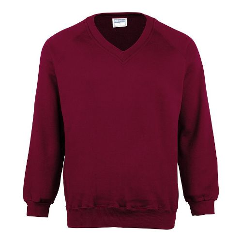 Maddins Kids Coloursure V-Neck Sweatshirt Burgundy