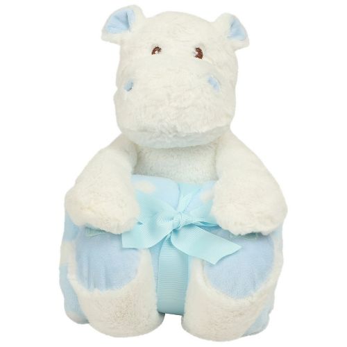 Mumbles Hippo With Blanket White/Blue