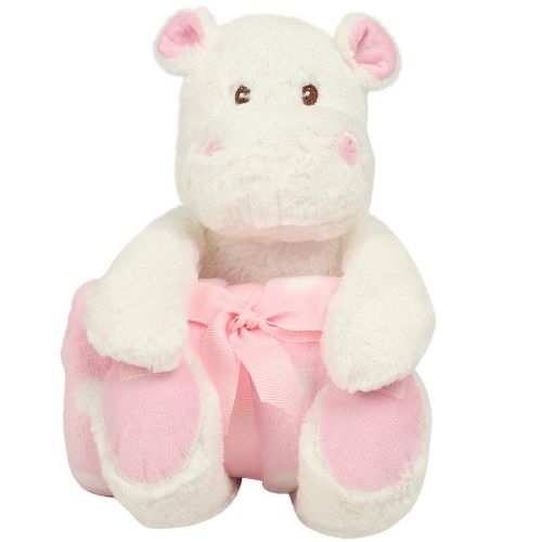 Mumbles Hippo With Blanket White/Pink