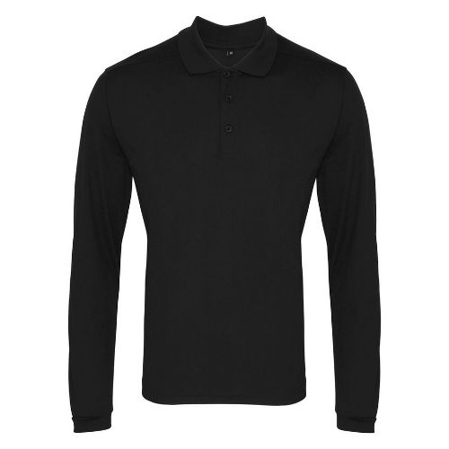 Premier Long Sleeve Coolchecker Piqué Polo Black