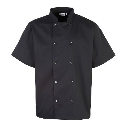 Premier Studded Front Short Sleeve Chef's Jacket Black