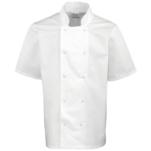 Premier Studded Front Short Sleeve Chef's Jacket White