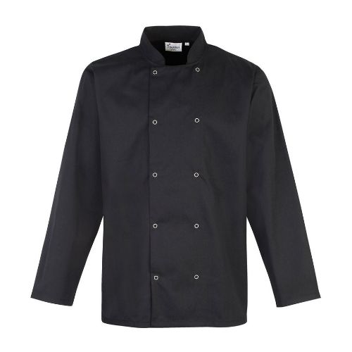Premier Studded Front Long Sleeve Chef's Jacket Black