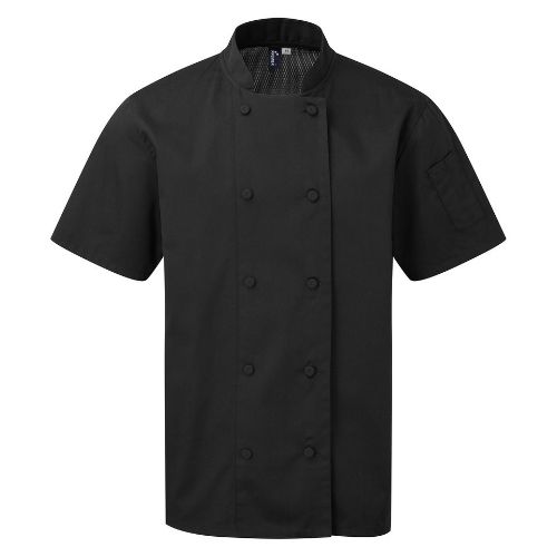 Premier Chefs Coolchecker Short Sleeve Jacket Black