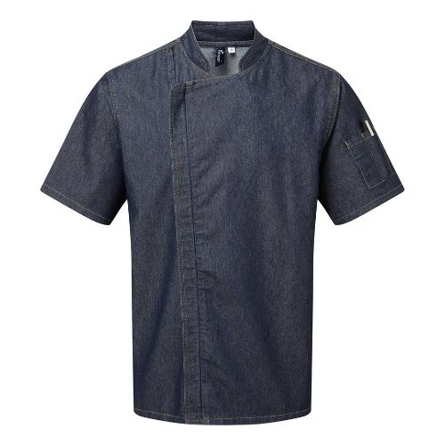 Premier Chef's Zip-Close Short Sleeve Jacket Indigo Denim