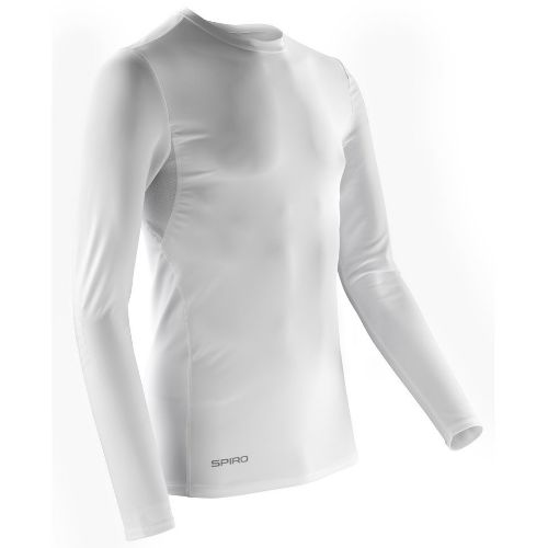 Spiro Spiro Compression Bodyfit Baselayer Long Sleeve Top White/White Top Stitch
