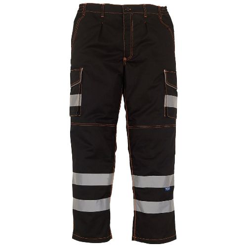 Yoko Hi-Vis Polycotton Cargo Trousers With Kneepad Pockets (Hv018T/3M) Black