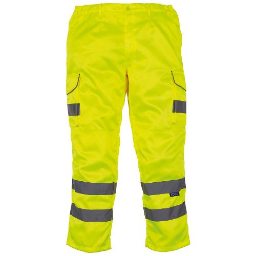 Yoko Hi-Vis Polycotton Cargo Trousers With Kneepad Pockets (Hv018T/3M) Yellow