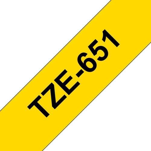 Brother TZE651 Black on Yellow Label Tape 24mmx8m