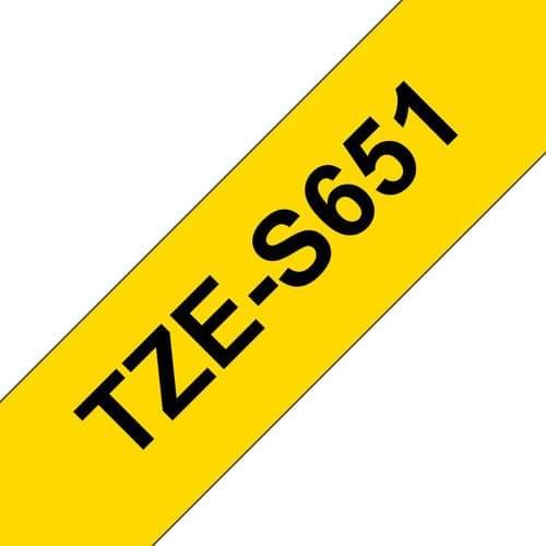 Brother TZES651 Black On Yellow Strong Label Tape 24mmx8m