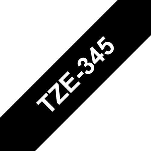 Brother TZE345 White On Black Label Tape 18mmx8m