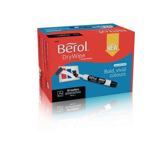Berol Dry Wipe Whiteboard Marker Chisel 2mm 5mm Black (Pack 48)