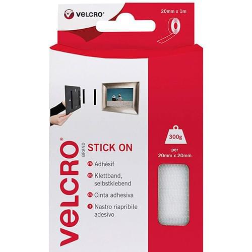 Velcro Stick On Tape 20mm x 1m White