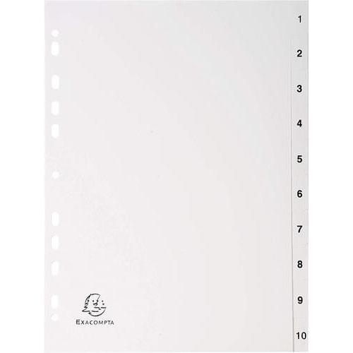 Exacompta Index 1-10 A4 Polypropylene White White Tabs