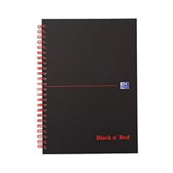Black N Red Notebook A5 Wirebound Matt Ruled PK5