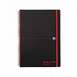 Black N Red Notebook A4 Recycled Wirebound 140 Page PP PK5