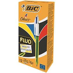 Bic 4 Colours Fluorescent Black/Blue/Red/Yellow Highlighter PK12
