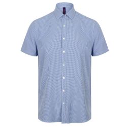 Henbury Gingham Pufy Wicking Short Sleeve Shirt