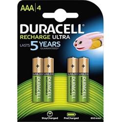 Duracell Ultra Power AAA Rechargeable Batteries PK4 - 