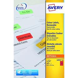 Avery Coloured Labels 63.5x34mm Red L6033-20 24 Per Sheet PK480